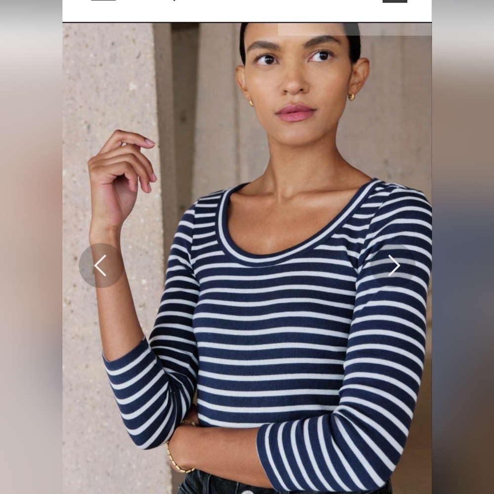 AYR Women's Long Sleeve Tee, Navy And White Striped, XS